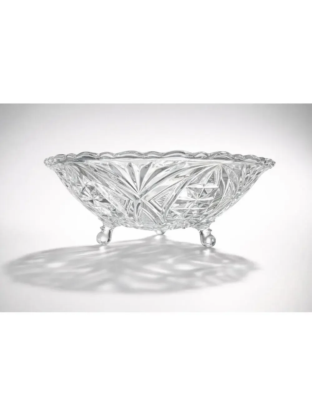 Vintage Pressed Glass Candy Dish with Lid and Feet